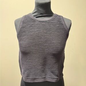 Ribbed Knit Sleeveless Top - Charcoal